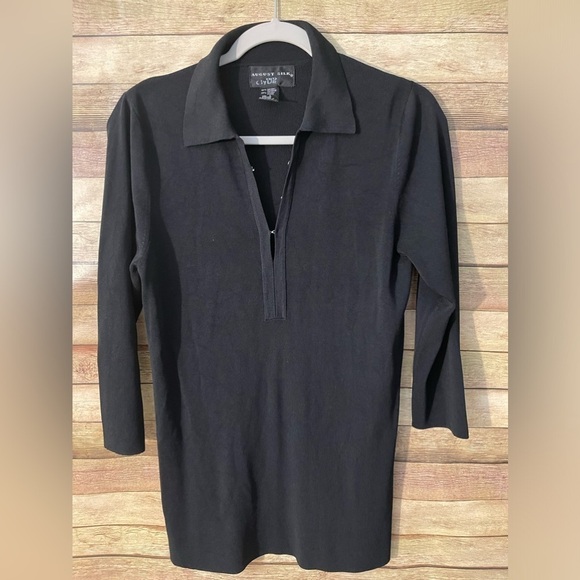 August Silk Women’s V-Neck Black Sweater Shirt Top Size: Large - Picture 1 of 5